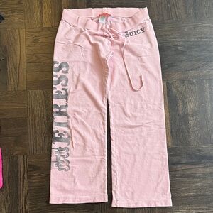 USED AUTHENTIC Juicy Couture baby Pink Sweat Pants with Logo & Crystals - Size P